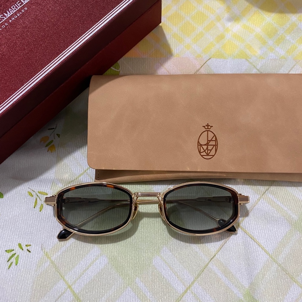 Men's Gold-Tone Sunglasses with Brown Accents - Classic Oval